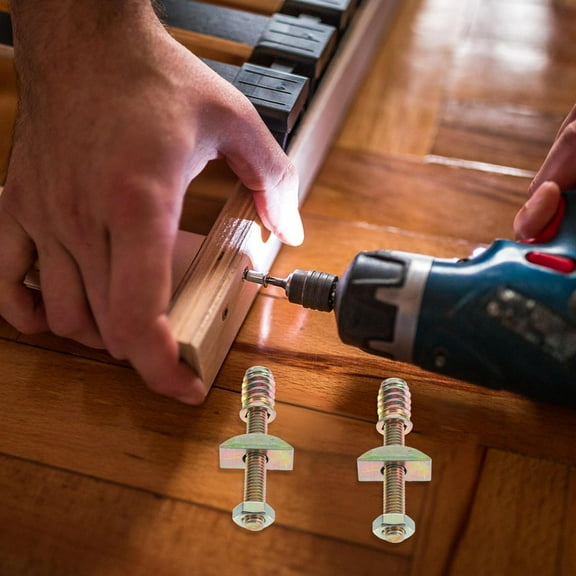 SEWCHICS 8Sets Iron Bed Frame Hardware Kit with Threaded Bolts for Headboard and Footboard Attachment