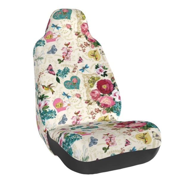 Balery Bird Butterfly Rose Funda de Asiento para Auto con Diseño - Cubierta Frontal Suave y Transpirable con Protector Antideslizante- 1 Unidad