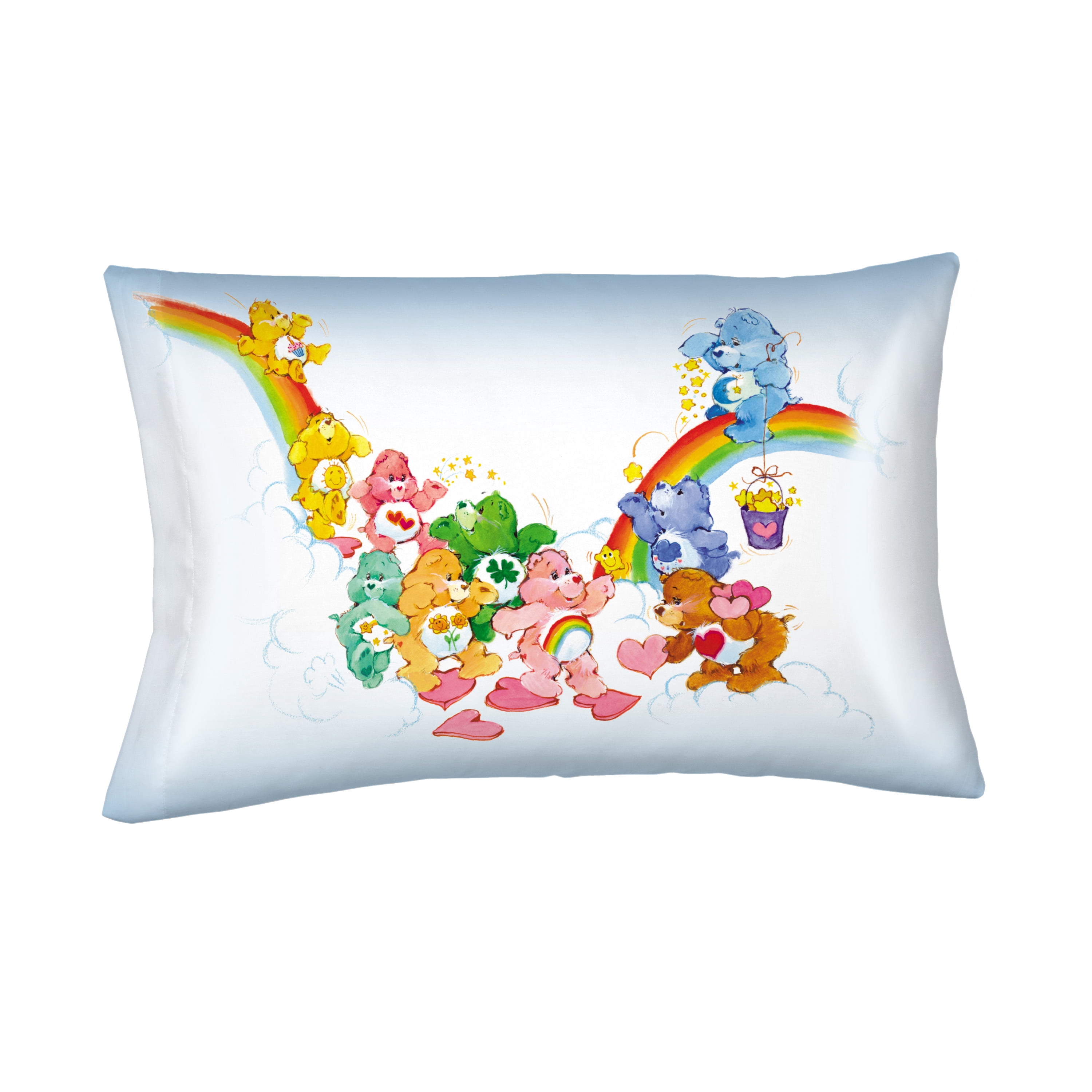 Care Bears White Blue Reversible Silky Satin Pillowcase, Standard Size, 2-Pack