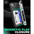 thumbnail image 4 of TORU CX HYBRID for iPhone SE (2022) / SE (2020) / iPhone 8 / iPhone 7 Wallet Case | Dual Layer Slim Protective Hard Cover with Hidden 2-Credit Card Slot Holder - Ocean Waves Pattern, 4 of 7
