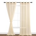 thumbnail image 3 of Hiasan Beige Sheer Curtains with Tiebacks-Light Filtering Contemporary Window Drapes for Living Room, Bedroom, Grommet, 52" x 96", Set of 2, 3 of 10