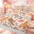 thumbnail image 4 of meiyoeat Floral Cat Pattern Bed Sheets,Pink Rustic Flower Full Size Sheets,4-Piece1 Flat Sheet, 1 Fitted Sheet and 2 Pillowcases, 4 of 6