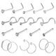 thumbnail image 1 of 1 juego de aros para la nariz, piercings para la nariz, aros de acero inoxidable con forma de L para mujer, 1 of 7