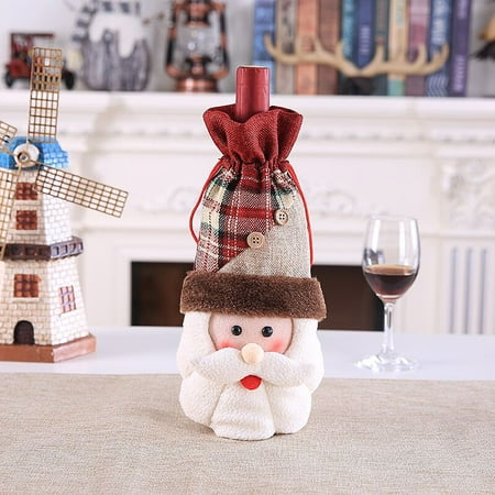 

JERDAR Christmas Decorations Christmas Wine Bag Wine Bottle Set Table Decoration Supplies Red Wine Bottle Bag Multicolor