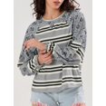 thumbnail image 2 of SUNSIOM Chandails Amples pour Femmes à Rayures Contrastées Imprimé Floral Manches Longues Pulls Décontractés Printemps Automne, 2 of 6