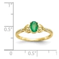 thumbnail image 3 of 10K Yellow Gold Ring Band with Stones (05) May Emerald Oval Green Diamond Round, 3 of 5
