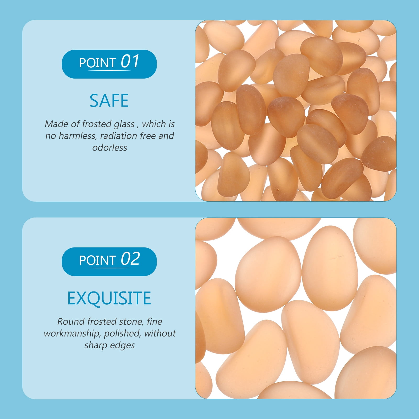 CTIRCHIU Orange Glass Stones for Aquarium Decor and Garden Landscaping, Decorative Fish Accessories