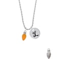 thumbnail image 2 of Delight Jewelry Silvertone Christmas Lights - Hot Orange Resin Silvertone Script Initial Disc - L - Charm Necklace, 20"+3", 2 of 4