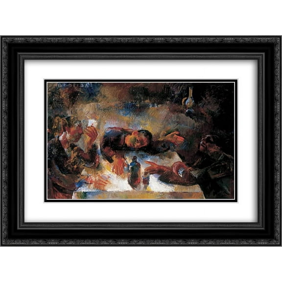 Vilmos Aba Novak 2x Matted 24x20 Black Ornate Framed Art Print 'Drinkers (Wine Drinkers)'