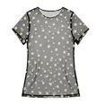 thumbnail image 4 of Krdevn Women's Daisy Print Sheer Mesh Short Sleeve Cover Up Tunic Beach Swimwear Sun Protective See-Through Top, 4 of 5