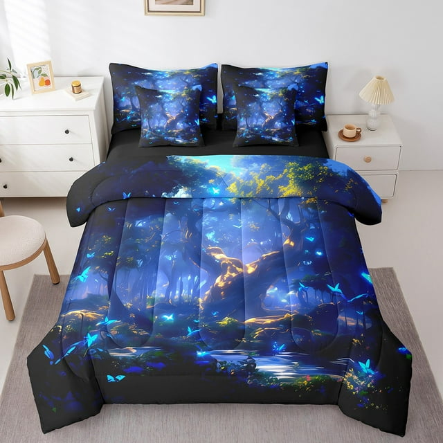 YST Magical Jungle 7-Piece Comforter Set, Wildlife Theme, Queen