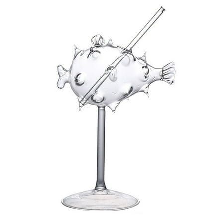 

NUOLUX 1Pc Globefish Shape Cocktail Glass Creative Glass Wine Cup Goblet (Transparent)