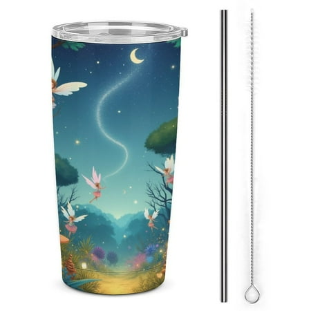 

20oz Insulated Stainless Steel Tumbler Fairies in Enchanted Forest Double Wall Vacuum Travel Coffee Mug