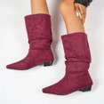 thumbnail image 5 of Willtoo Women's Slouchy Knee High Boots, Pointed Toe Low Heel Pull On Tall Faux Suede Boots, Ruched Wide Calf Fall Winter Dress Boots, 5 of 6