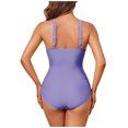thumbnail image 4 of Busydd Swim Suits for Women Deep V Neck Straps One Piece Swimsuit Solid Color Tummy Control Monokini Swimsuits for Women Criss Cross Ruched Bathing Suits, 4 of 8