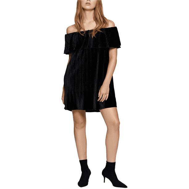 Sanctuary Clothing Vestido recto de terciopelo plisado para mujer, negro, XS Sanctuary Clothing Cambio