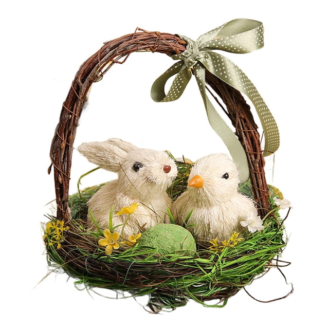 Decoración de escritorio de conejo y pollito de Pascua, decoración de Pascua, huevo de Pascua de pollo para balcón, casa, granja, dormitorio, jardín