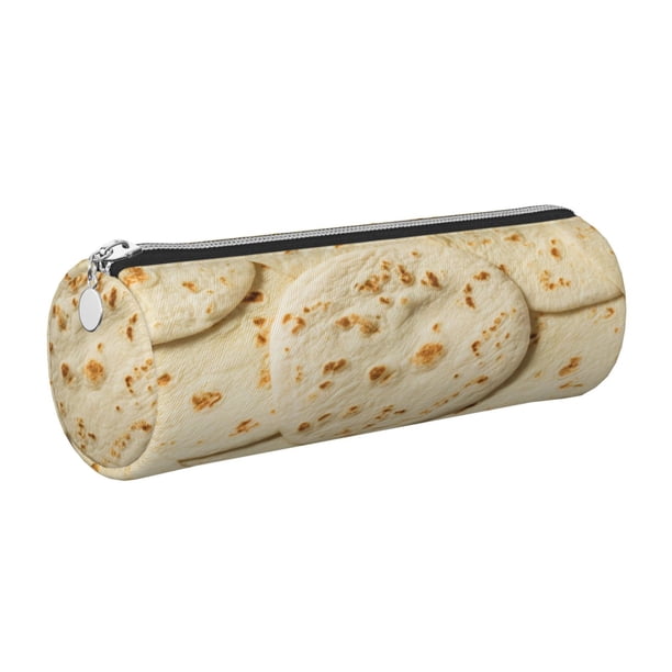 Disketp Taco Tortillas Estuche Organizador de Lápices de Cuero, Estuche de Oficina con Cremallera para Bolígrafo y Lápiz