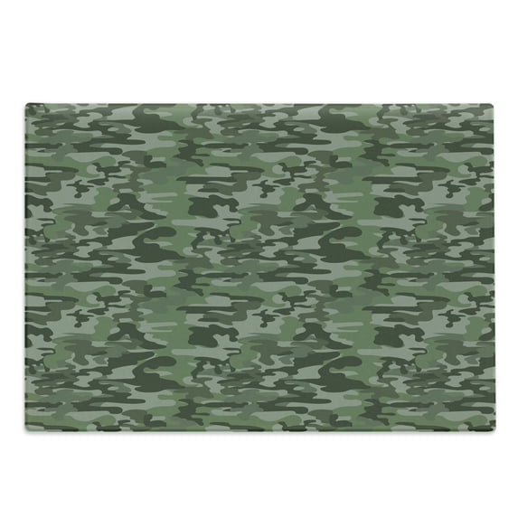 Forest Green Cutting Board, Abstract Pattern in Green Shades Camouflage Classical Uniform Illustration, Decorative Tempered Glass Cutting and Serving Board, Large Size, Multicolor, by Ambesonne