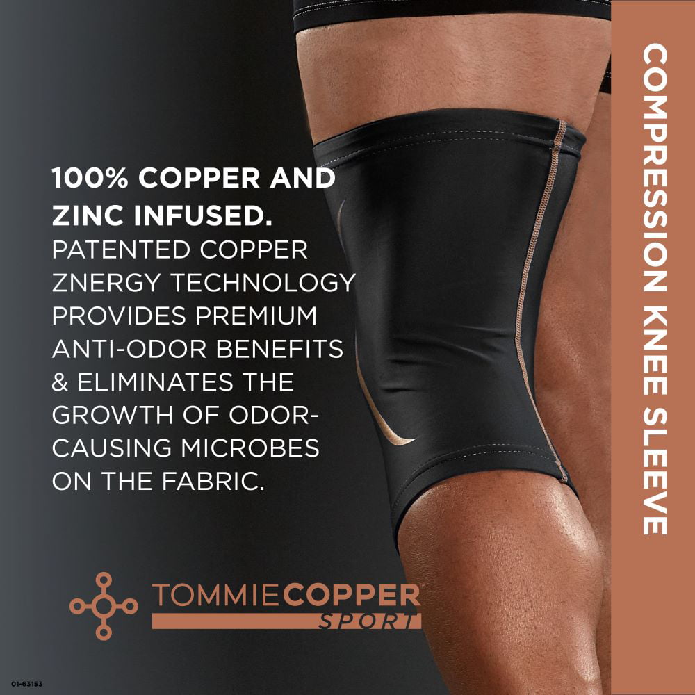 Tommie Copper Sport Compression Knee Sleeve, Black, Small/Medium, 1 Count  per Pack