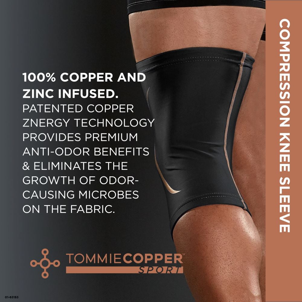 Tommie Copper Sport Compression Knee Sleeve, Black, Small/Medium, 1 Count  per Pack