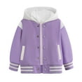 thumbnail image 5 of Gubotare Boy Baseball Varsity Jacket Girls Fleece Jacket Fall Winter Full Zip Fuzzy Coat Outwear with Pockets Size 9-10,(Purple 9-10 Years), 5 of 5