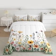 thumbnail image 2 of Manfei Colorful Flower Full Size Comforter Sets,Retro Rustic Floral Bedding Comforter Set,Natural Plant Theme Bedding Sets For Girl Kids,Microfiber Bedroom Decor Reversible,3pcs, 2 of 8