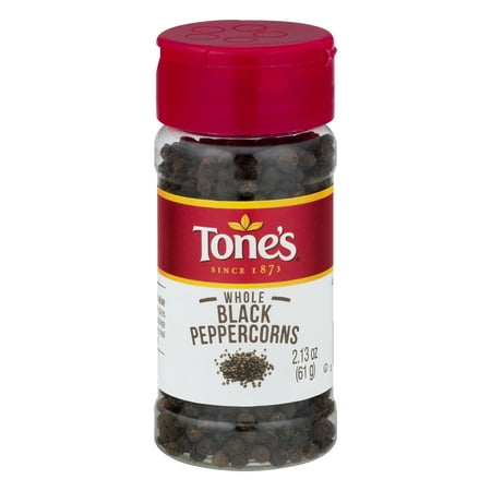 (2 Pack) Tone's Whole Black Peppercorns, 2.13 OZ