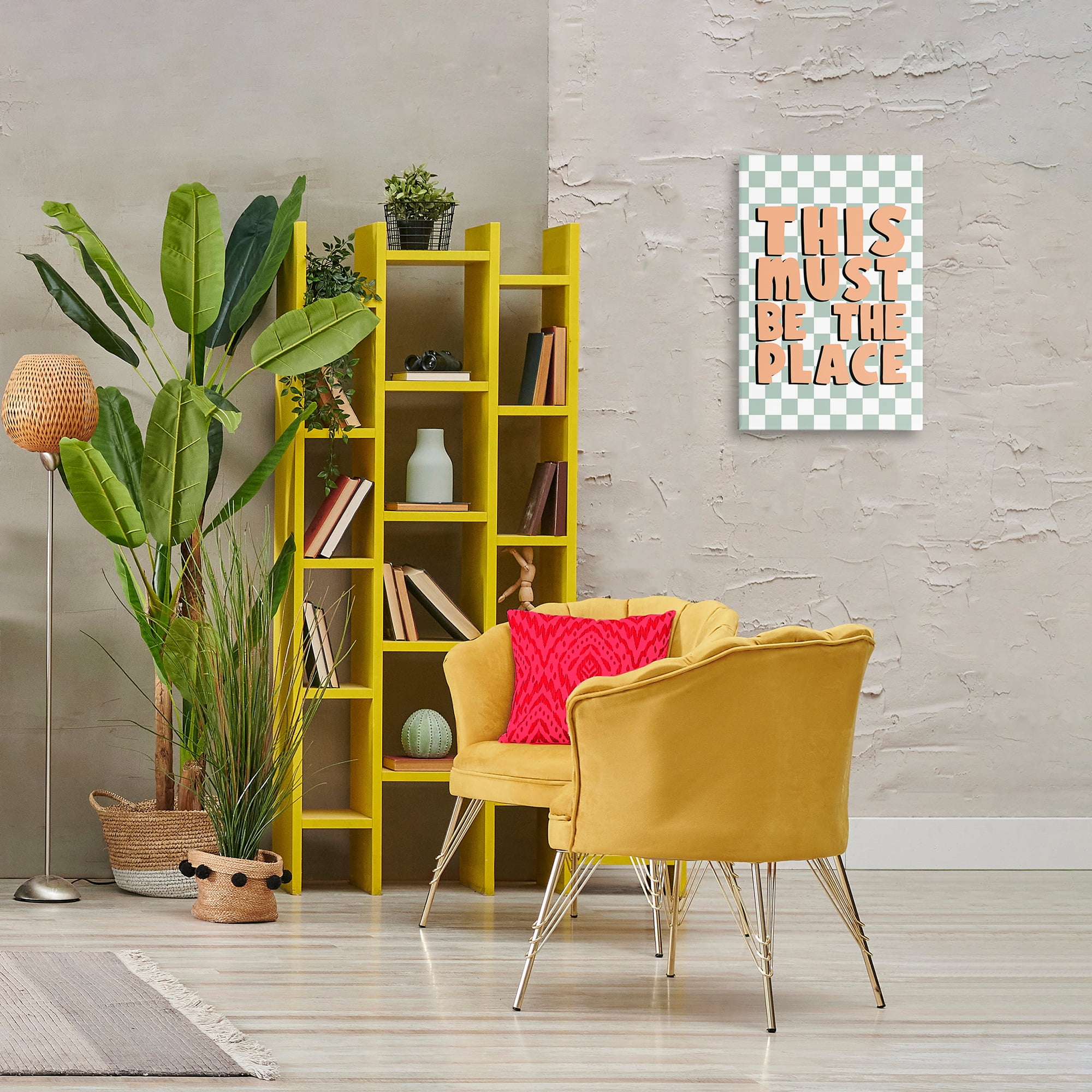 Stupell Industries Retro Must Be The Place Text & Numbers Painting Wrapped Canvas Art Print Wall Art, 16 x 24