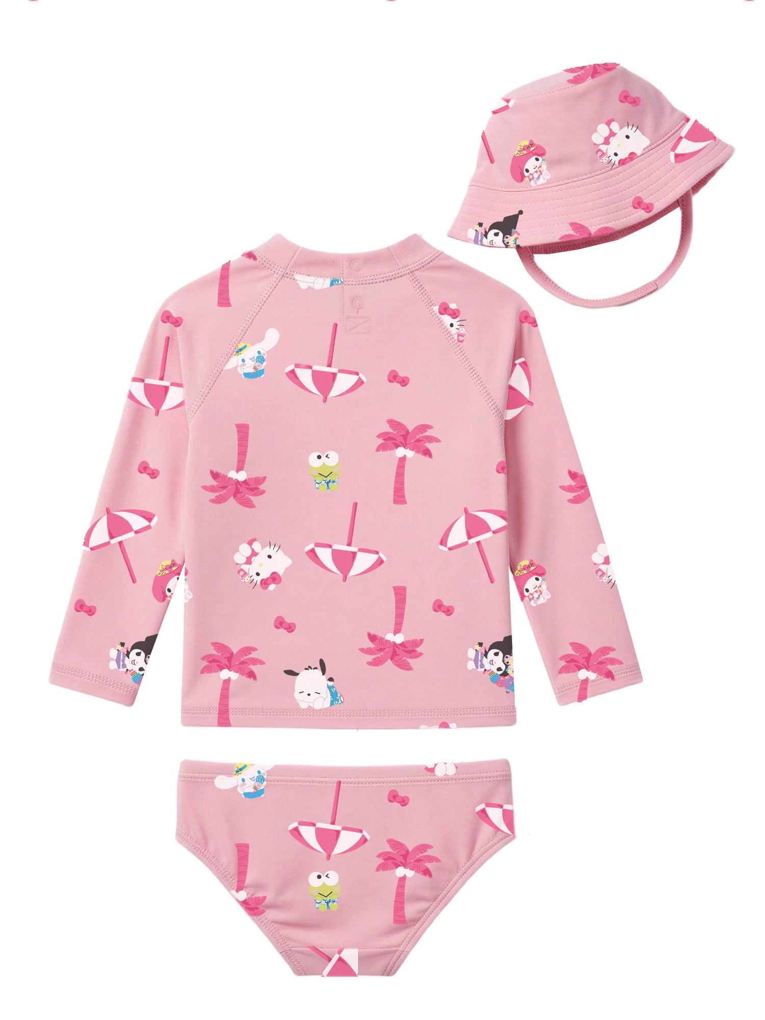Character Baby Girl Rash Guard Swim Set with Hat, Sizes 0/3M-12M
