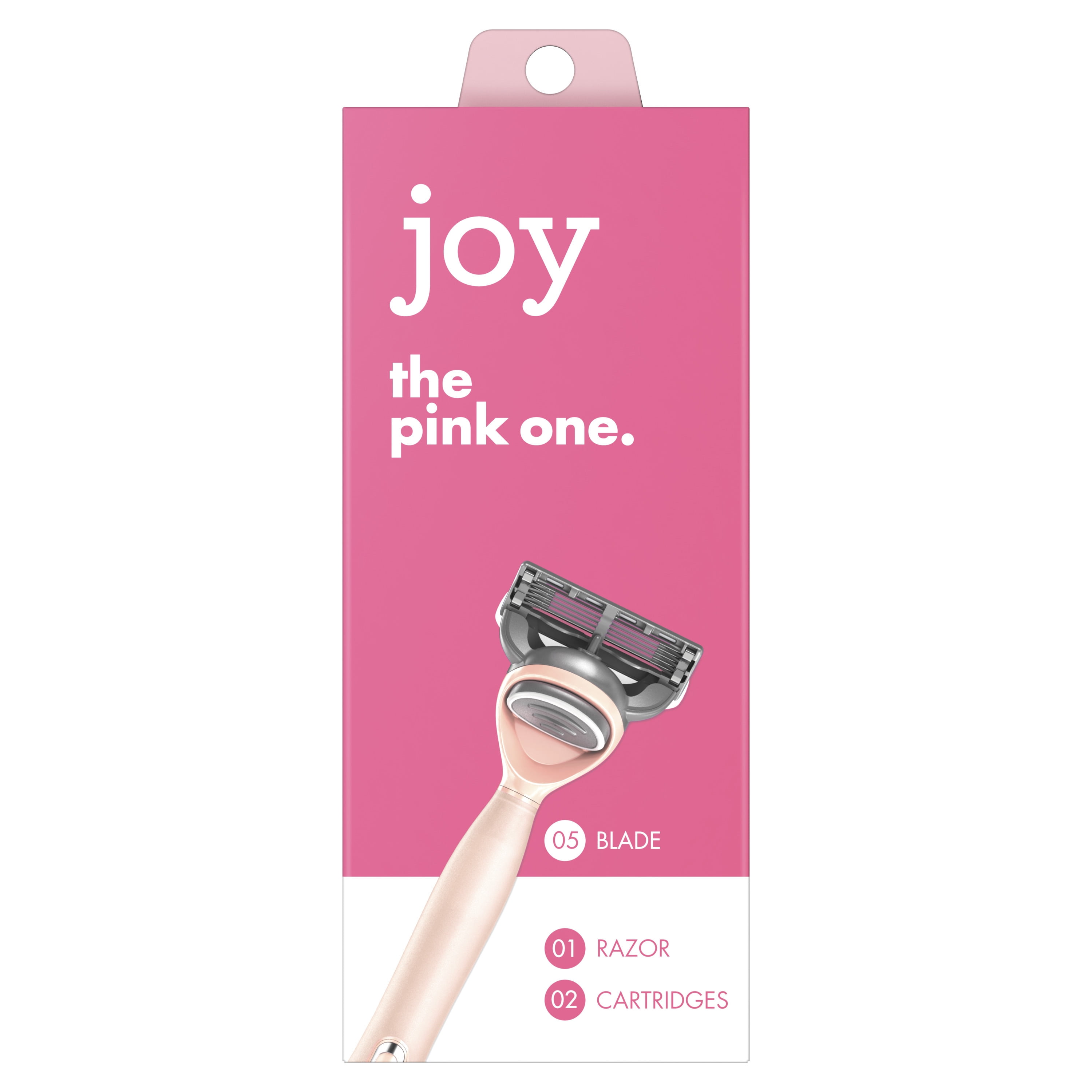 Joy Razor Handle and 2 Blade Refill Cartridges, Pink