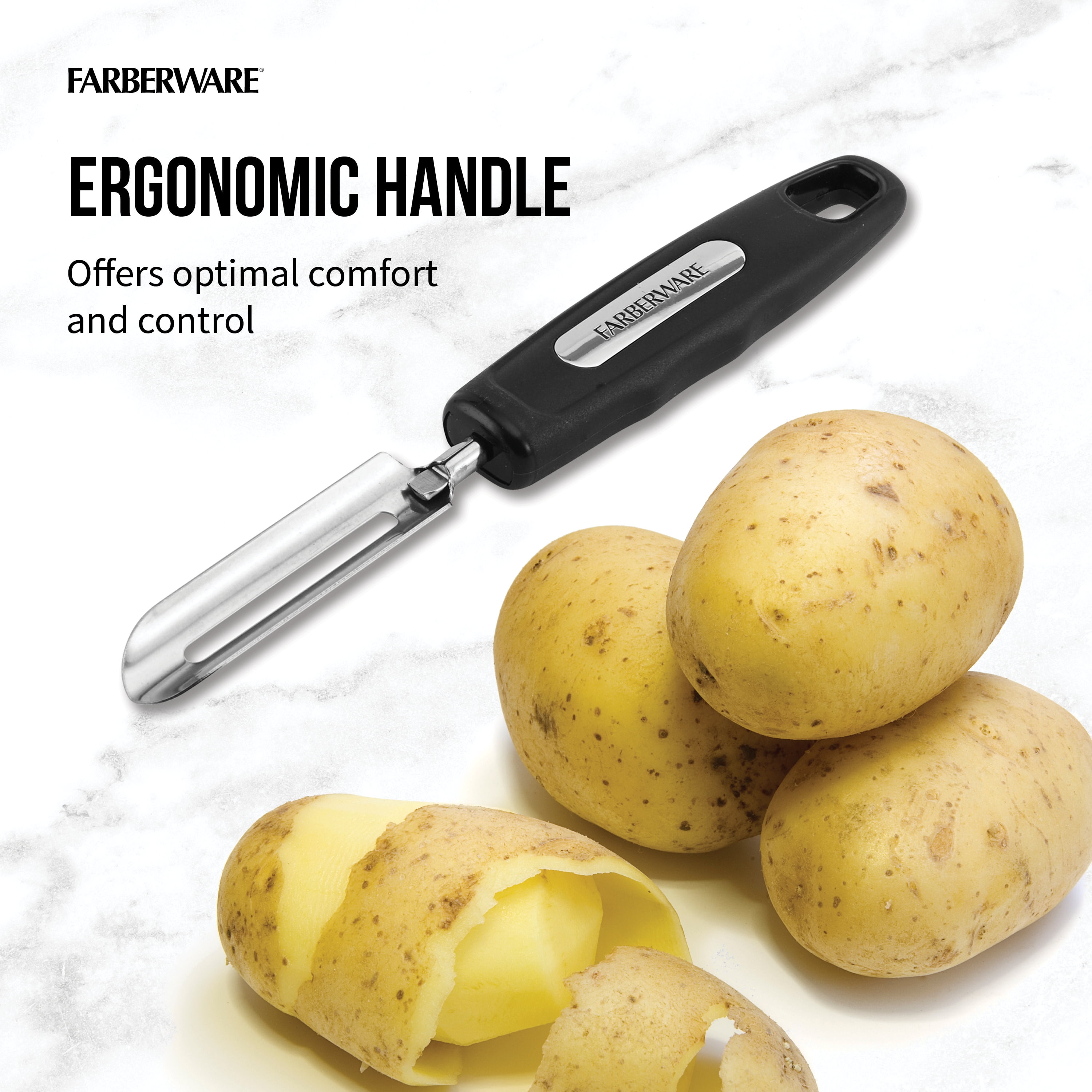 Farberware Peeler Black & Stainless Vegetable Potato Eye Remover End Finger  Grip