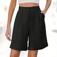 thumbnail image 2 of Audhol Dress Shorts Women High Waisted Trouser Shorts Casual 2026 Summer Elastic Waist Casual Shorts Beach Vacation Clothes Knee Length Shorts Women Black L, 2 of 4