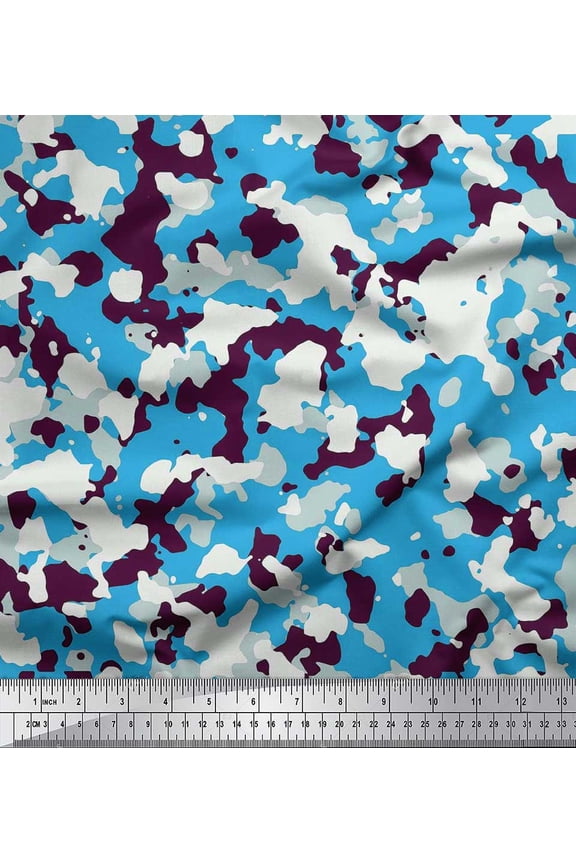 Viscose Chiffon Fabric Two Tone With White Camouflage Print Fabric by Yard 42 Inch Wide