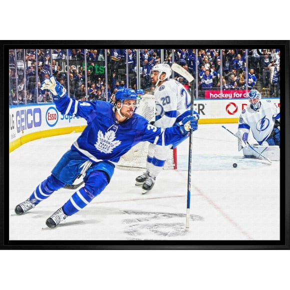 Auston Matthews Toronto Maple Leafs Framed 20x29 Celebration Canvas