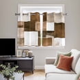 thumbnail image 5 of Brown Geometric Kitchen Curtains Short 45 Inch Length, Vintage Oil Painting Contemporary Grommet Top Bedroom Living Room Curtains, Light Filtering Cafe Curtain Drapes 2 Panels Set 84''x45'', 5 of 9