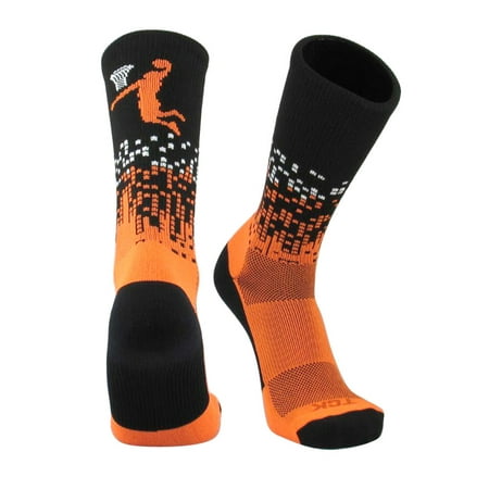 TCK Downtown Elite Crew Socks in Black Orange Basketball (Best Elite Socks In The World)