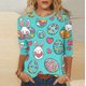 thumbnail image 1 of TaTaai Women Loose Fit Casual T-Shirt Easter Print Crew Neck Three Quarter Sleeve Pullover Top Ladies Spring Street Daily Wear No Fading Breathable High-Rated Fashion Top Gift, 1 of 7