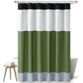 thumbnail image 2 of Boho Showers Curtain for Bathroom，Green Shower Curtain Fabric, Neutral Striped Shower Curtain with Hooks Farmhouse Style Quality Modern Shower Curtains Standard Size 72"W x 78"L (Pack of 1), 2 of 6