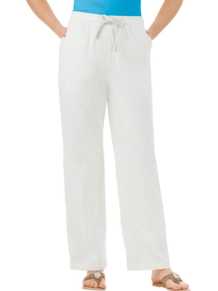 Women's Cotton Knit Elasticized Drawstring Pant, Xx-Large, White ...