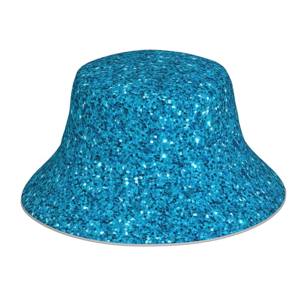 Balery Blue Glitter Sombreros para el sol para hombre y mujer, sombrero de pescador con UPF 50+