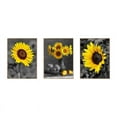 thumbnail image 2 of 3 Panels Flowers Artwork Painting Prints Pictures Canvas Wall Art for Bathroom,Black and White,12" W x 12" H, Multi-Sized, 2 of 5