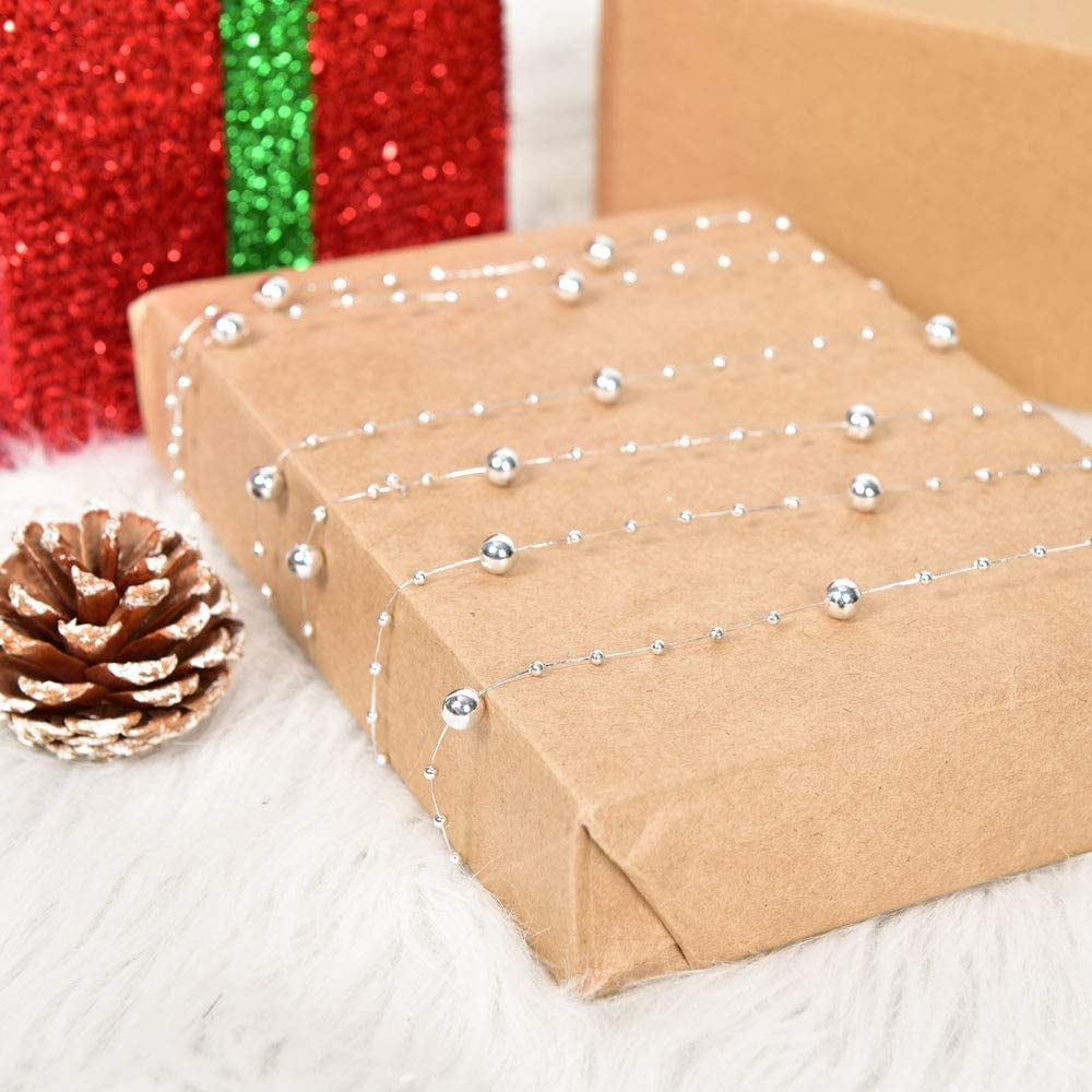DearHouse 2Pack Christmas Tree Beads Garland, Fishing Line Artificial  Pearls Beads String Roll Chain Faux Pearl Beaded Trims for Wedding  Christmas and