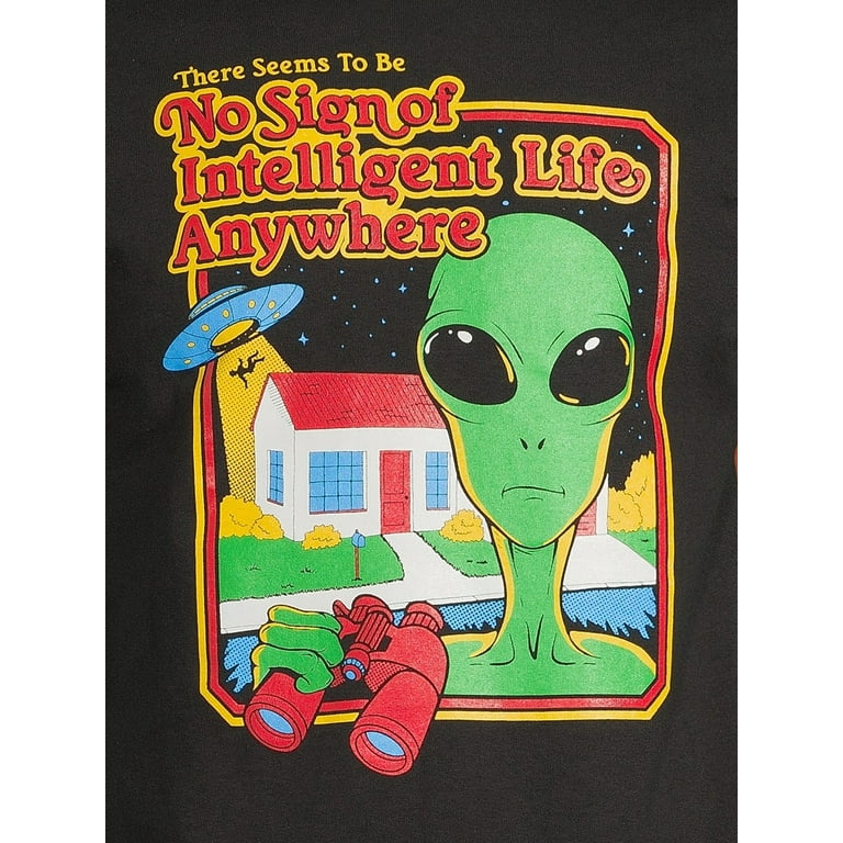 Humor Men s and Big Men s No Intelligent Life Alien Short Sleeve Men s Graphic Tee Sizes S 3XL Walmart