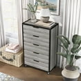 thumbnail image 3 of Musa 5-Drawer Wood Vintage Gray Oak Dresser with Wheels, 3 of 9