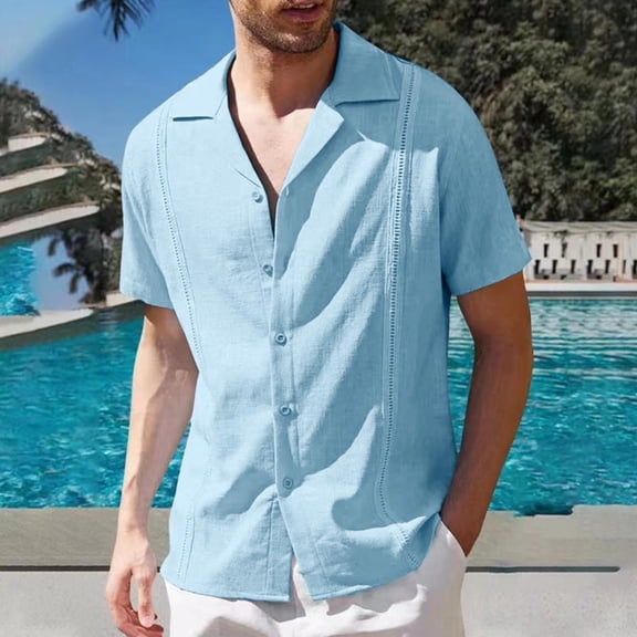 Goodtrade8 T Shirts for Men Summer Hawaiian Beach Button Down Short Sleeve Mens Shirts