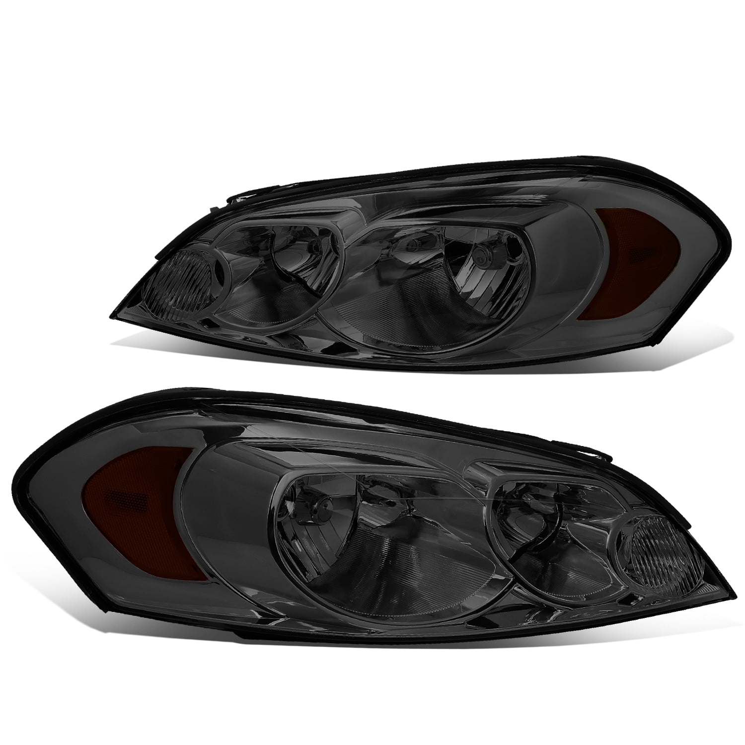 DNA Motoring HL-OH-CI06-BK-AM Black Amber Headlights Compatible with 06-13 Impala 