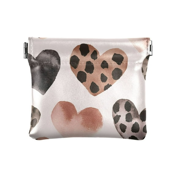 Leather Coin Wallet 4.33x3.74 Inch Portable Coin Wallet Coin Wallet Paper Wallet Card Wallet Storage Wallet Stylish and Sophisticated Super Cute Black Heart