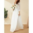 thumbnail image 5 of Women's V Neck Half Sleeves Lace Maxi Dress Evening Party Elegant Dresses Long Formal Evening Gown for Wedding Guest, 5 of 6