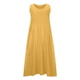 thumbnail image 5 of Aboser Women's Summer Cotton Linen Long Dresses Flowy Sleeveless Sun Dress Plus Size Plain Dresses Loose Comfy Beach Vacation Dress with Pockets Yellow L, 5 of 7